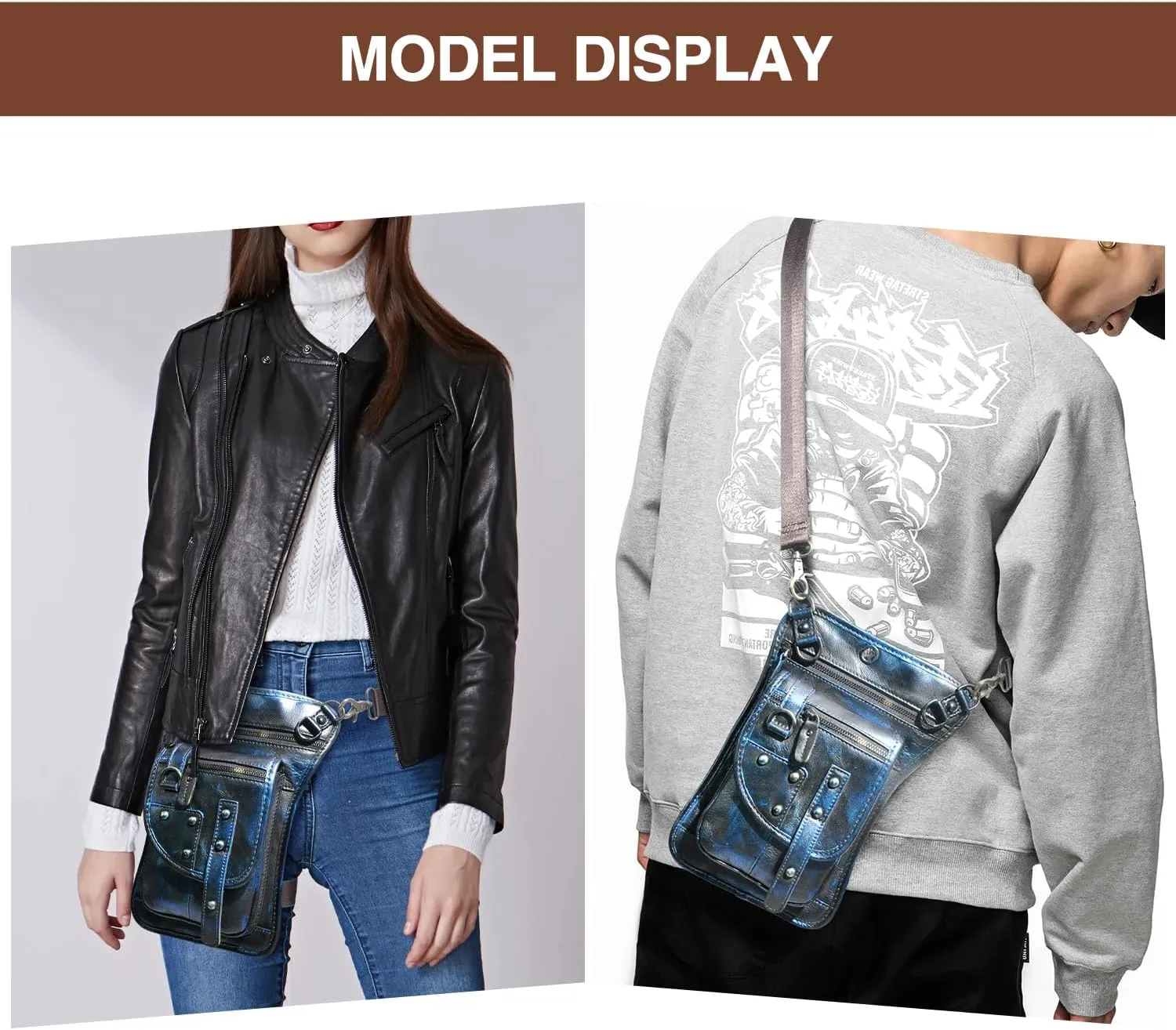 Canvas   Leather Motorcycle Travel Fanny Waist Pack Drop Thigh Leg Bag Pouch For Men Women FB2141