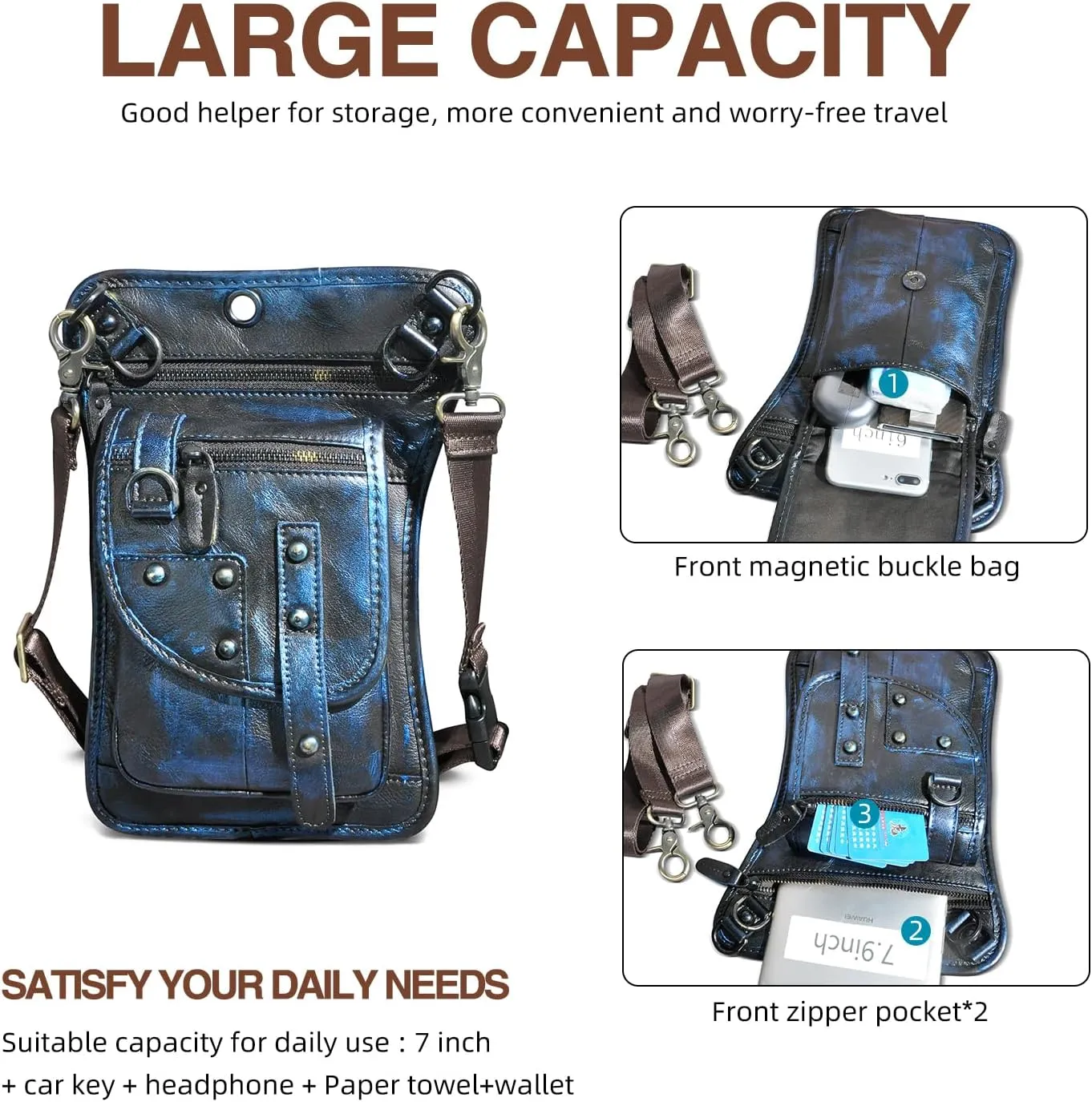 Canvas   Leather Motorcycle Travel Fanny Waist Pack Drop Thigh Leg Bag Pouch For Men Women FB2141