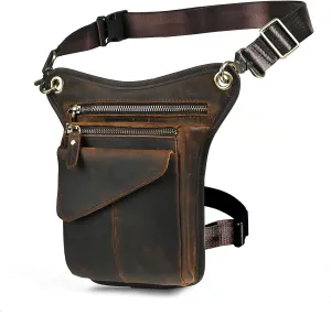 Canvas   Leather Motorcycle Travel Fanny Waist Pack Drop Thigh Leg Bag Pouch For Men Women FB2141