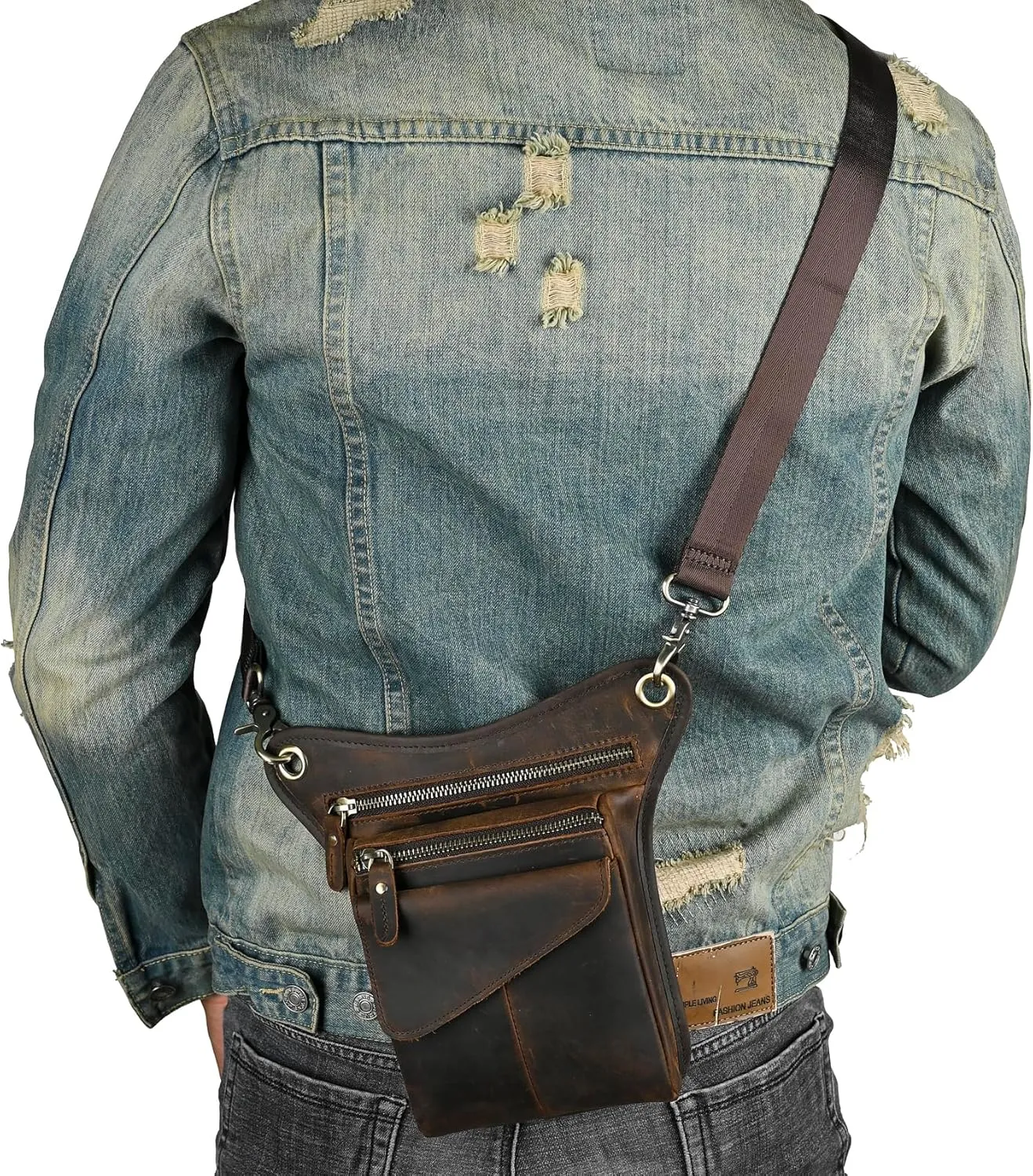 Canvas   Leather Motorcycle Travel Fanny Waist Pack Drop Thigh Leg Bag Pouch For Men Women FB2141