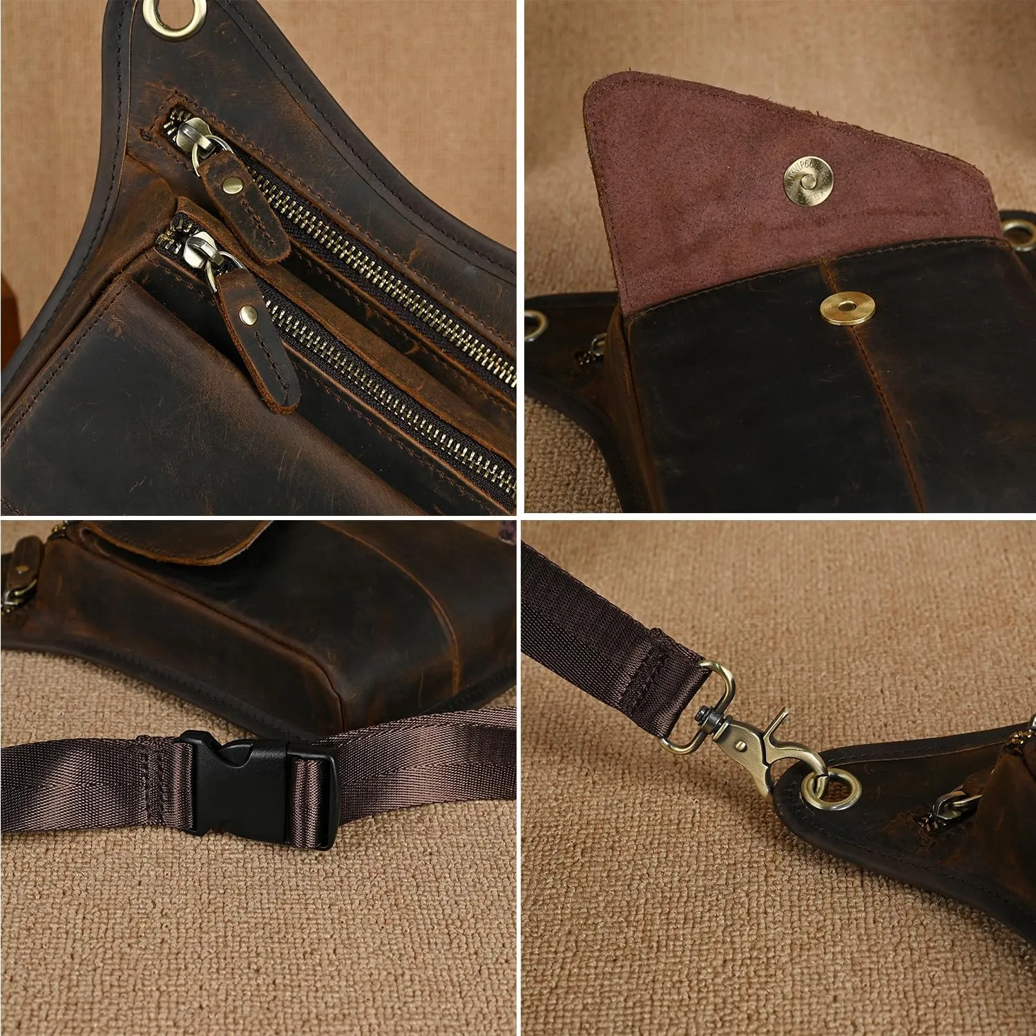 Canvas   Leather Motorcycle Travel Fanny Waist Pack Drop Thigh Leg Bag Pouch For Men Women FB2141
