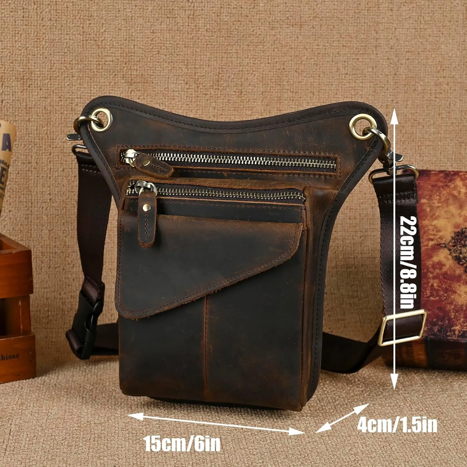Canvas   Leather Motorcycle Travel Fanny Waist Pack Drop Thigh Leg Bag Pouch For Men Women FB2141