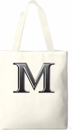 Canvas Tote Bag, Letter M Aesthetic Canvas Tote Handbags for Women Shoulder Bag,