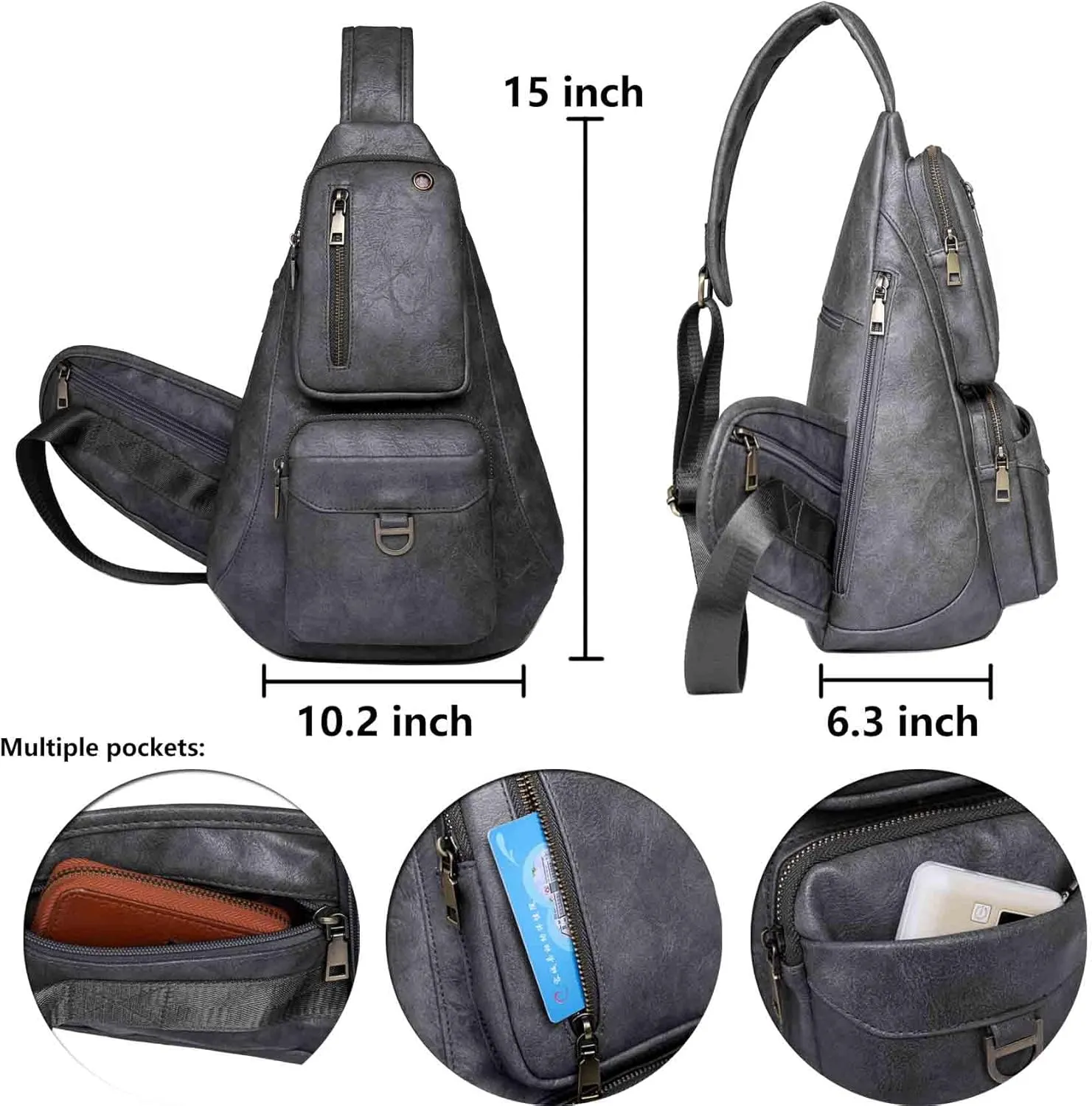 Capacity Crossbody Sling Backpack Fanny Pack Chest Shoulder Bag Daypack for Women Men(Gray)