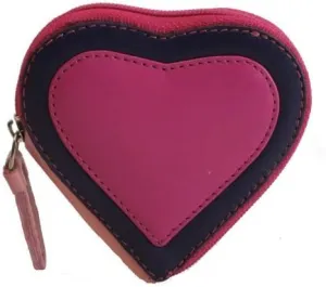 Capri RB59 Multi Colored Heart Shaped Ladies/Girls Leather Coin Purse Key Wallet With Key Chain (Berry)
