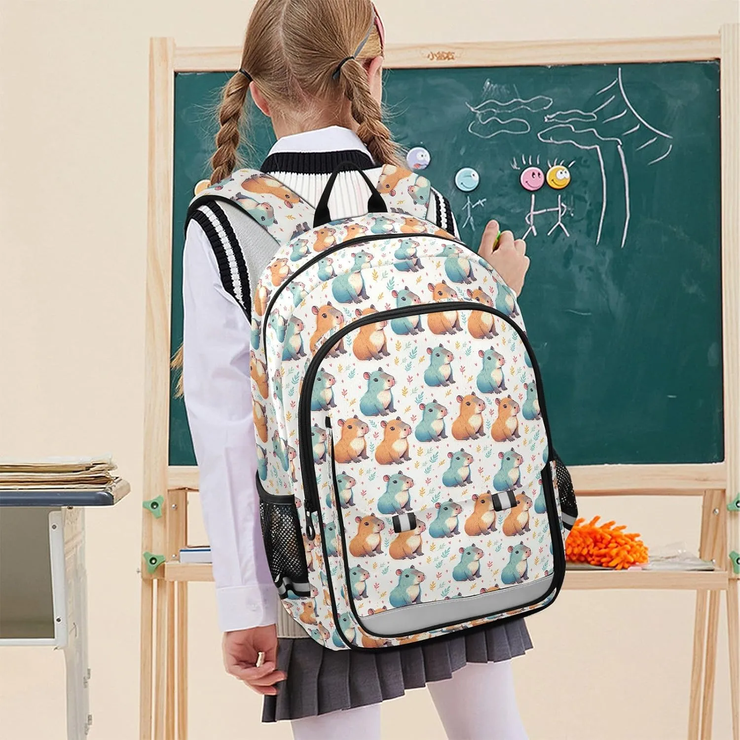 Capybara Blue Backpack for Boys Girls Students Bookbag Travel Daypack