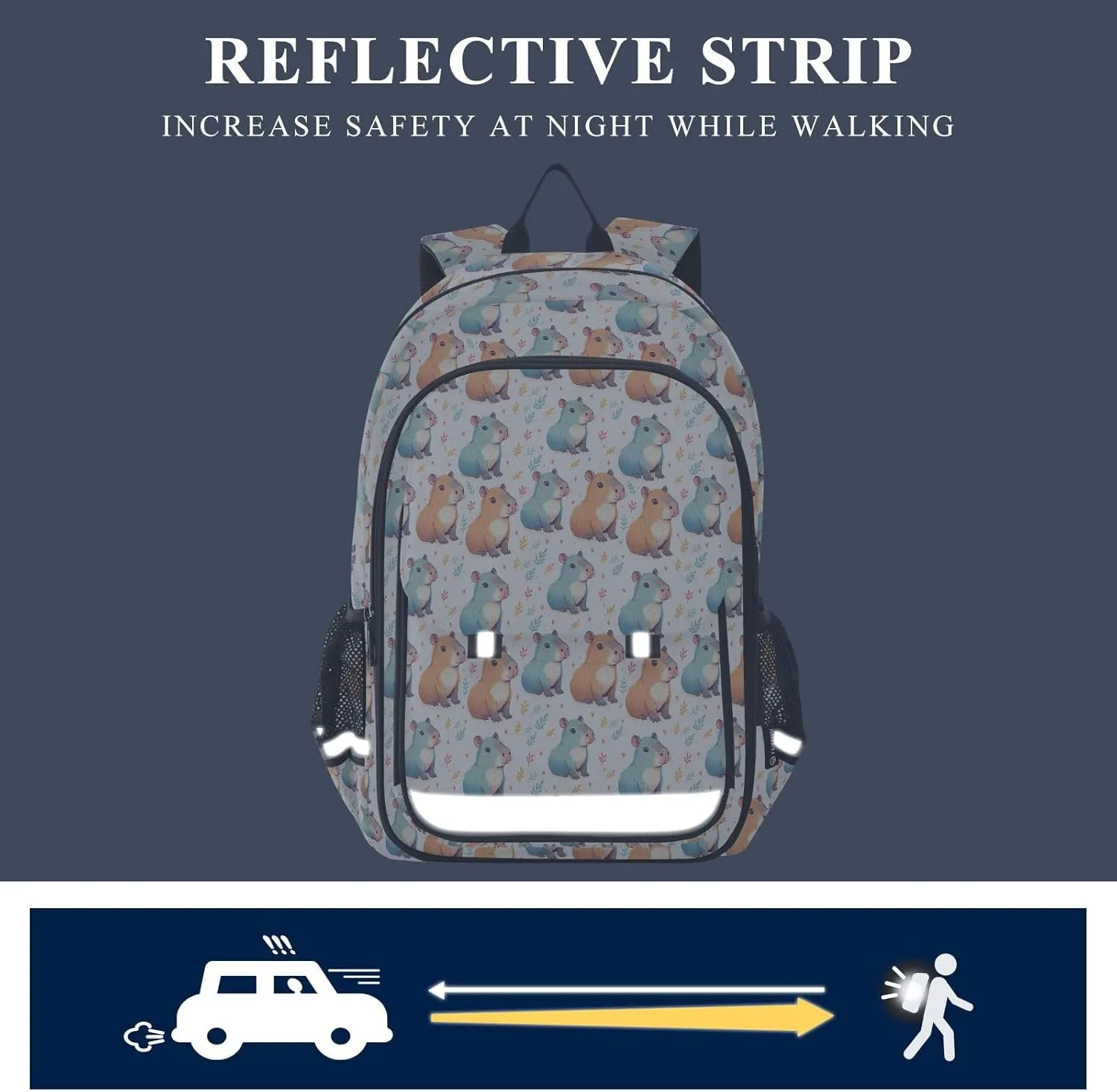 Capybara Blue Backpack for Boys Girls Students Bookbag Travel Daypack