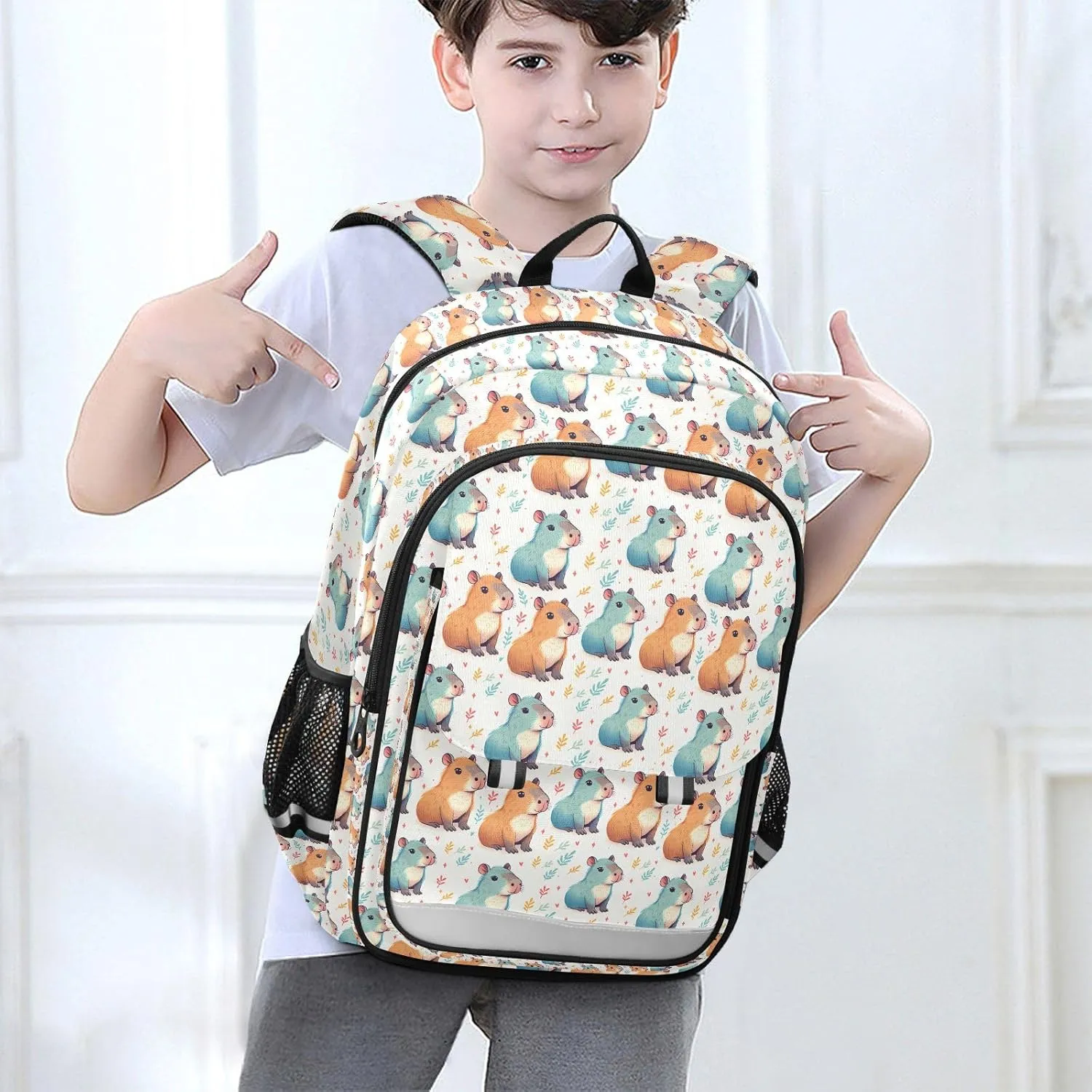 Capybara Blue Backpack for Boys Girls Students Bookbag Travel Daypack