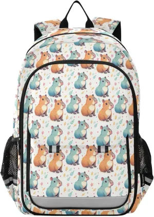 Capybara Blue Backpack for Boys Girls Students Bookbag Travel Daypack