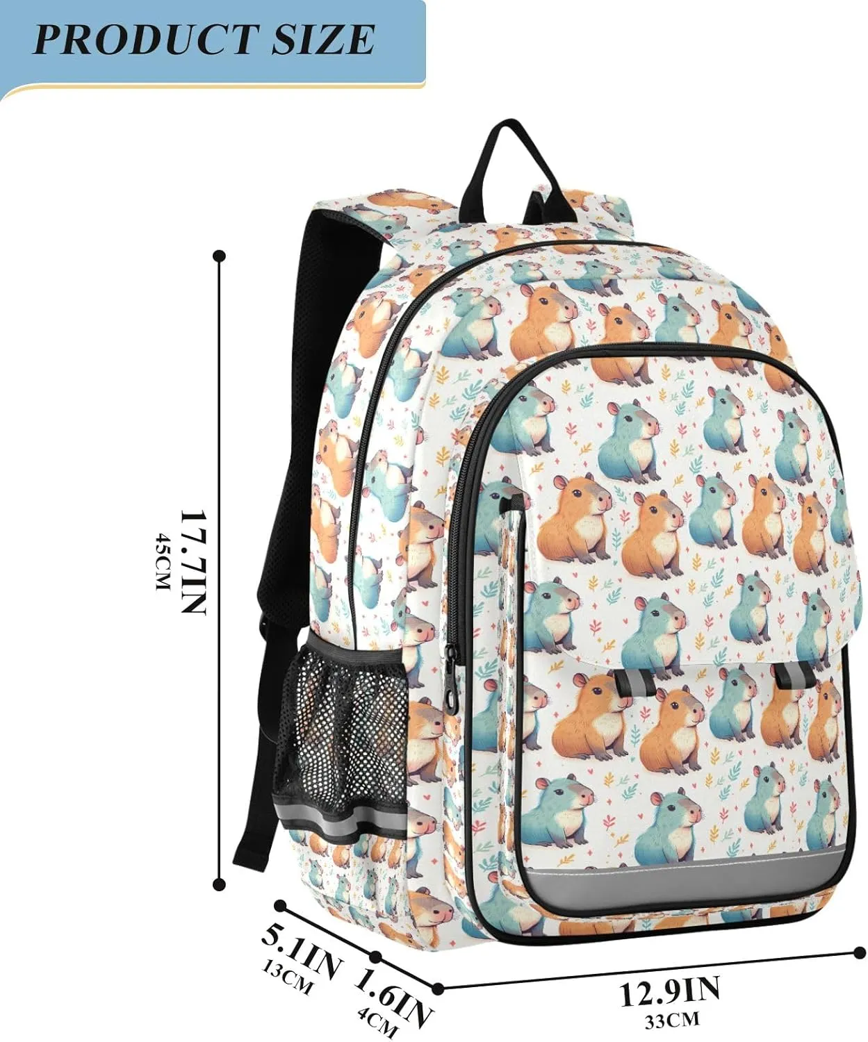 Capybara Blue Backpack for Boys Girls Students Bookbag Travel Daypack