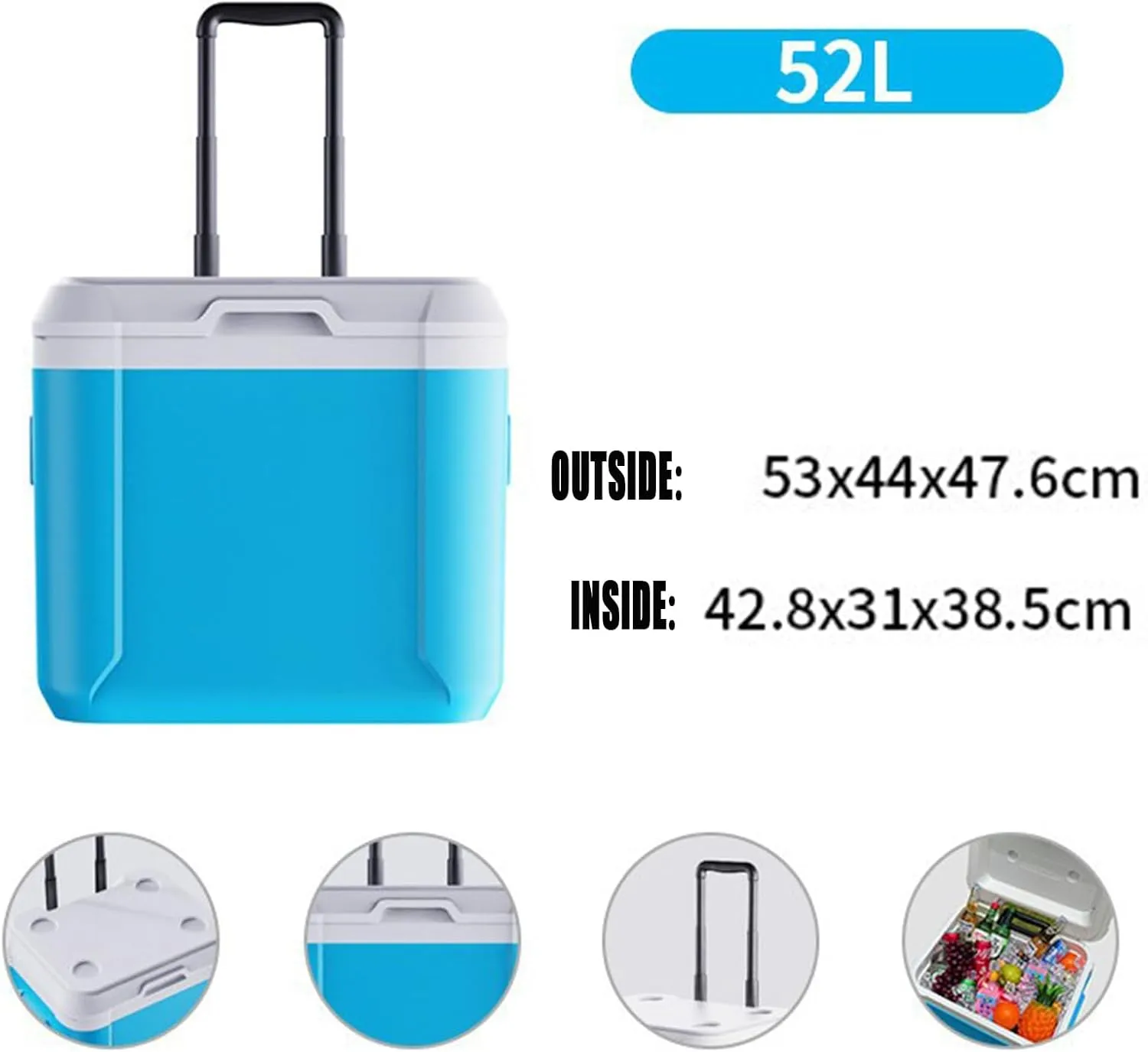 Car Camping Coolers for Studebaker Flight Hawk/Golden Hawk/Lark/President/Silver Hawk, Leak Proof Cooler, Portable Lightweight Ice Chest Box, Compartments Waterproof Insulated Bag