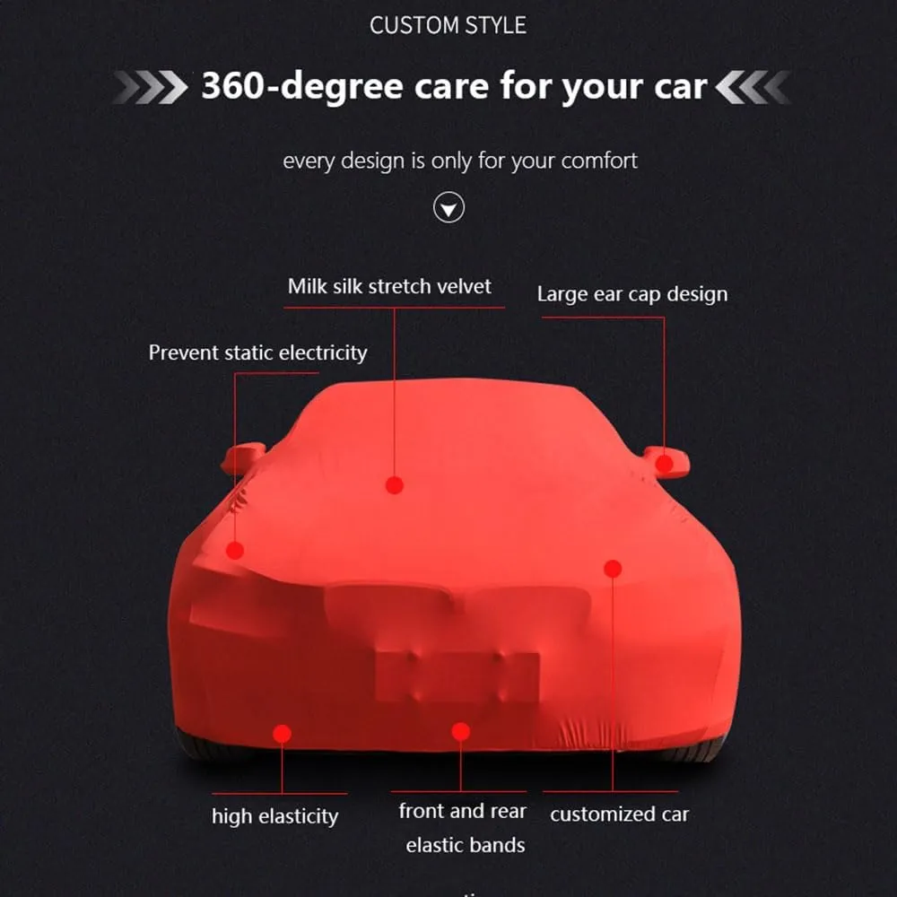 Car Custom Cover for Aston Martin DBX Velvet Stretch Soft Satin Full Coverage All Weather Protection with Logo Various Occasions,Red Style