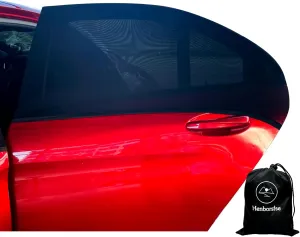 Car Rear Side Window Sunshade -2 Pack,Mesh Baby sedans car Window Screen,Breathable Soft Nylon Sock stly,Double Layer Privacy Protection,Elastic mesh car Shade fit Most Vehicles(Max43.5"*30.5")