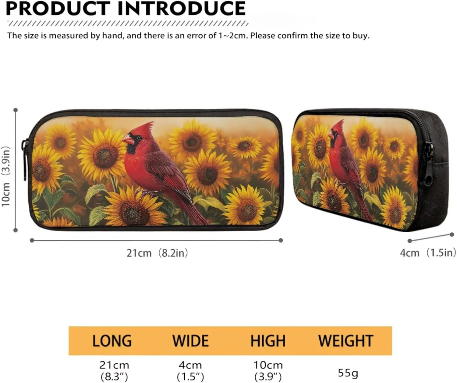 Cardinal Sunflower Print School Backpack Set for Teens Girls Boys Kids Lightweight School Bags Bookbag with Lunch Bag Pencil Pouch Back to School Gifts Set of 3