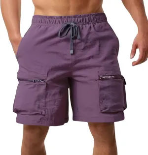 Cargo Shorts for Men Stretch Waist Casual Loose Drawstring Quick Dry Hiking Tactical Outdoor Work Shorts Summer 2025