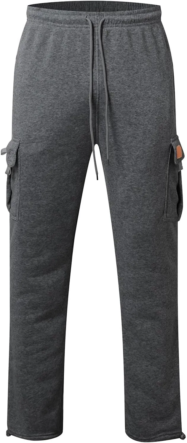 Cargo Sweatpants for Men Sports Casual Stretch Elastic Waist Drawstring Trousers Loose Fit Joggers with Pockets