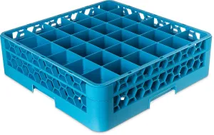 Carlisle FoodService Products Opticlean Divided Glass Rack with 36 (4.75 x 2.91 Inch) Compartments for Kitchen and Restaurant, Plastic, 19.88 x 19.88 x 5.50 Inches, Blue