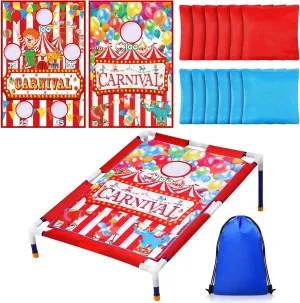 Carnival 2 in 1 Bean Bag Toss with 12 Bean Bags for Boys Girls Circus Bean Bag Toss Outdoor Games Cornhole Game Set Portable Bean Bag Toss Games for Party Outdoor Activities Games Gifts