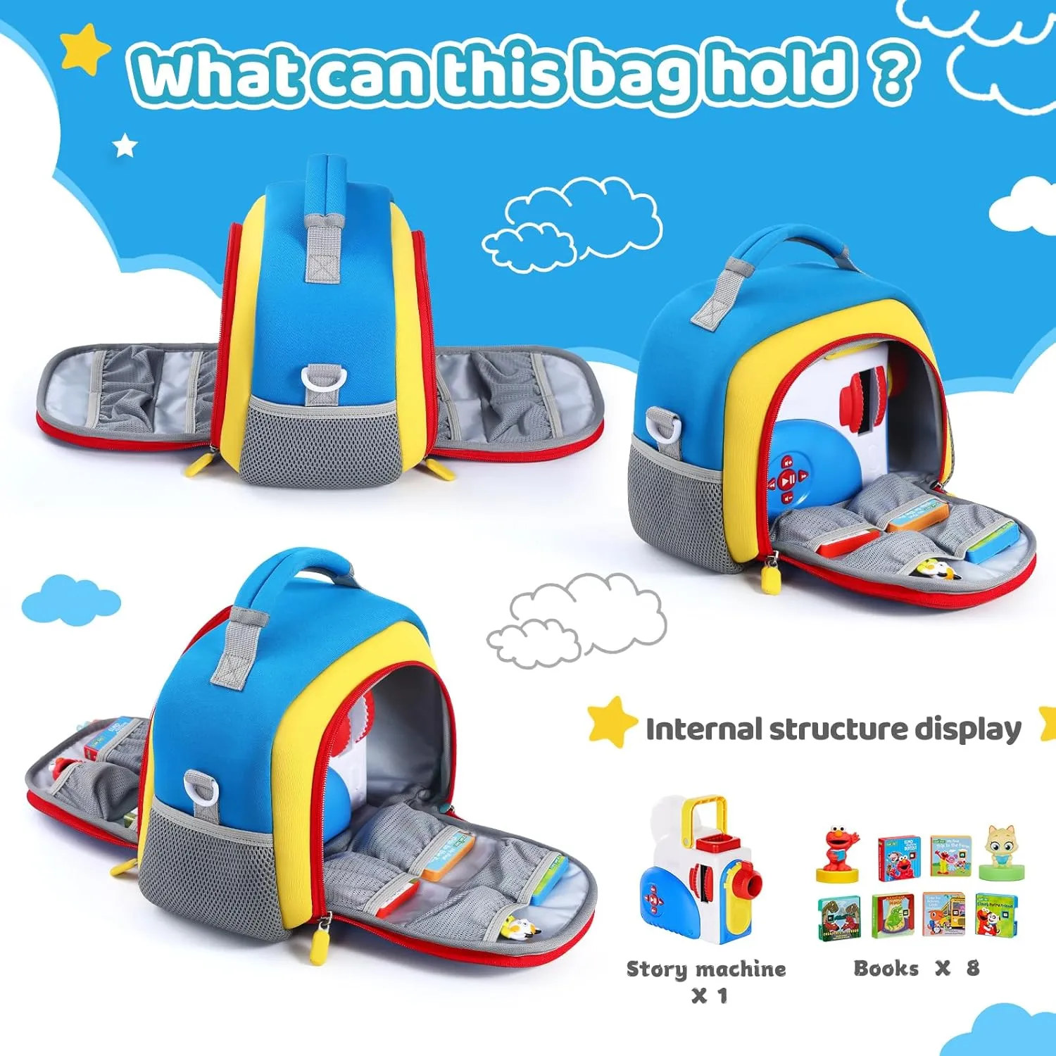 Carrying Bag Compatible with Little Tikes Story Machine Books Starter Set, Kids Toys Storage Case with Handle and Shoulder Strap for Little Tikes, Bag for Storybook Audio Play Character