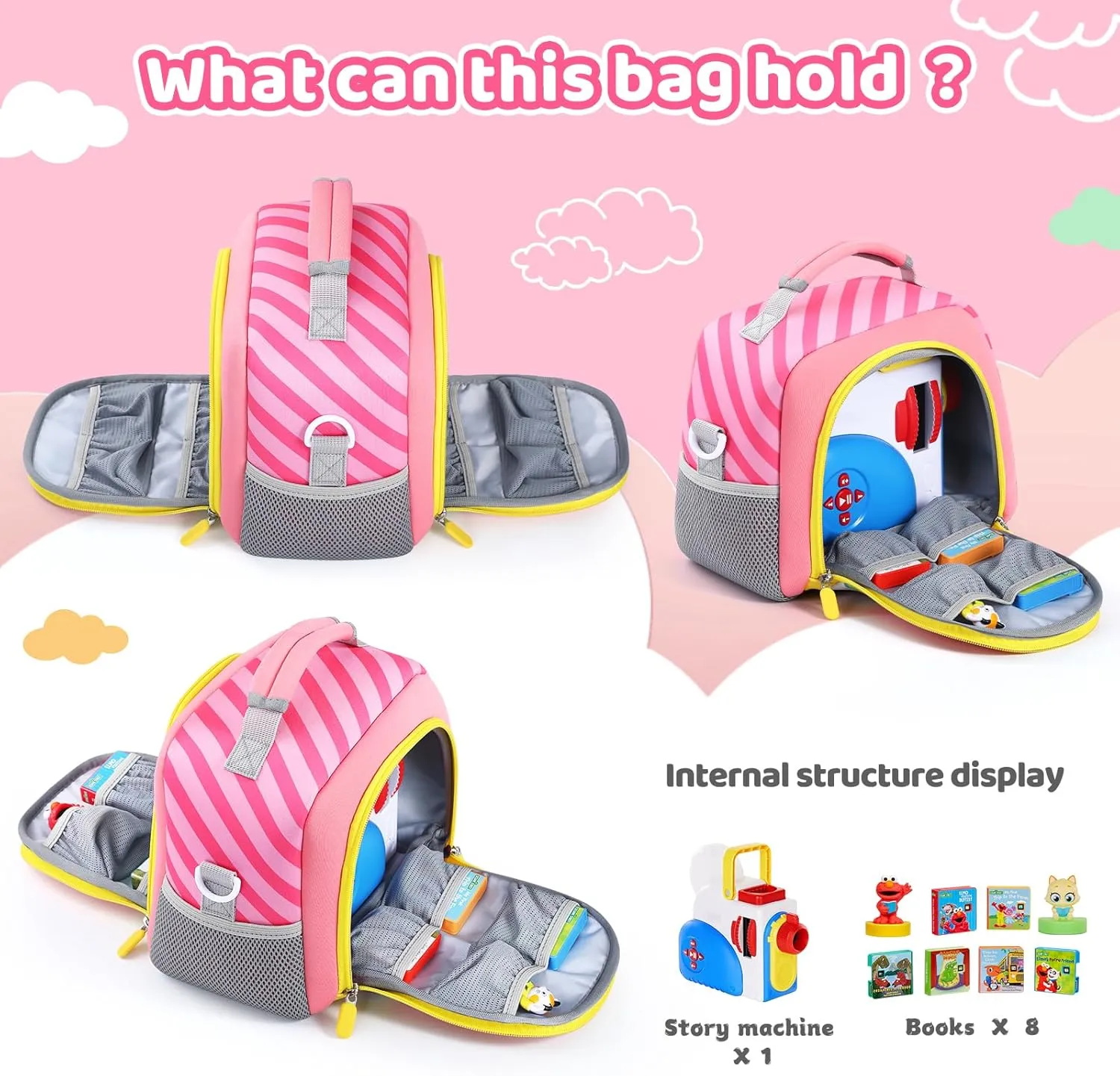 Carrying Bag Compatible with Little Tikes Story Machine Books Starter Set, Kids Toys Storage Case with Handle and Shoulder Strap for Little Tikes, Bag for Storybook Audio Play Character