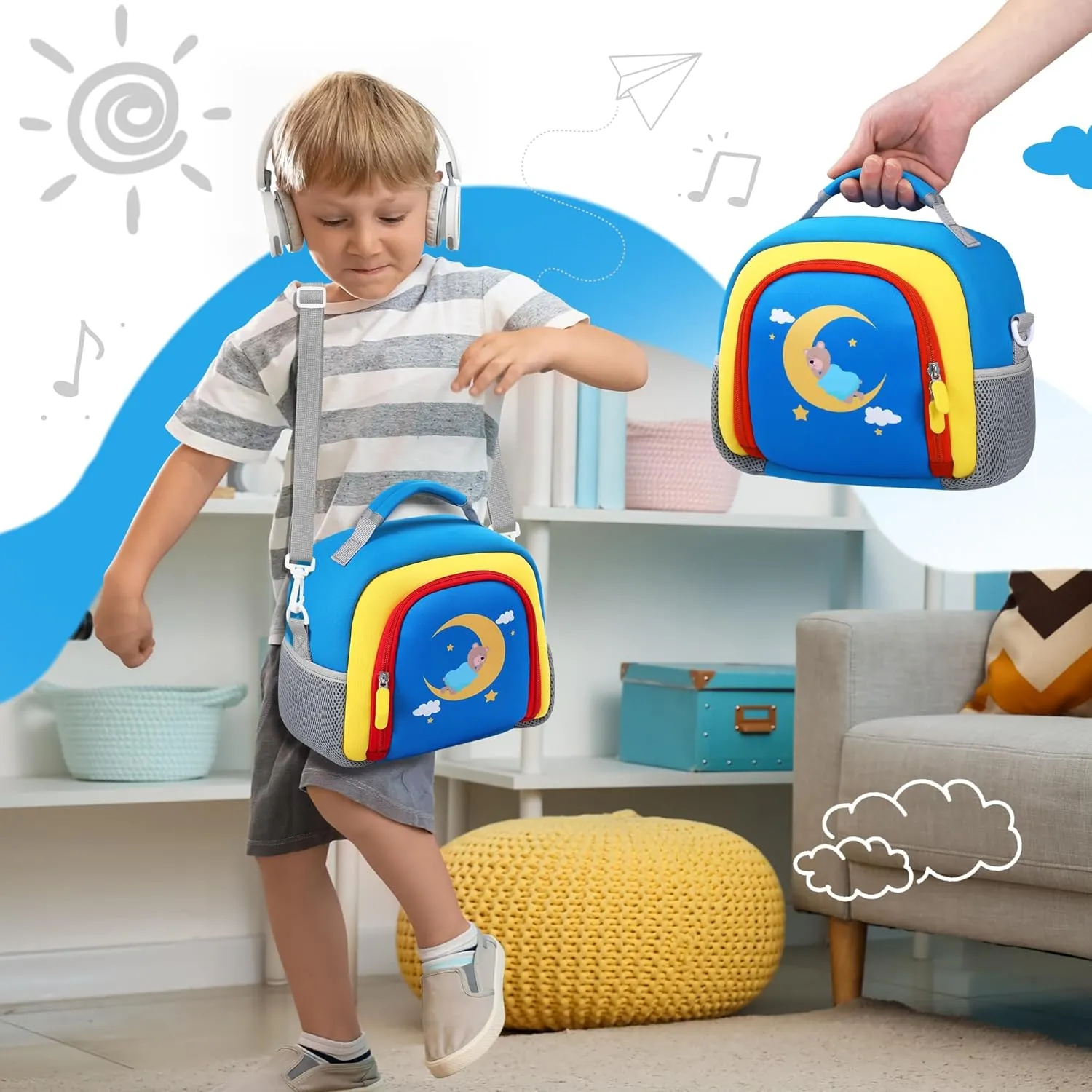 Carrying Bag Compatible with Toniebox Starter Set and Tonies Figurines, Kids Toys Storage Case with Handle and Shoulder Strap for Tonies Box, Detachable Bag for Toniebox Accessories