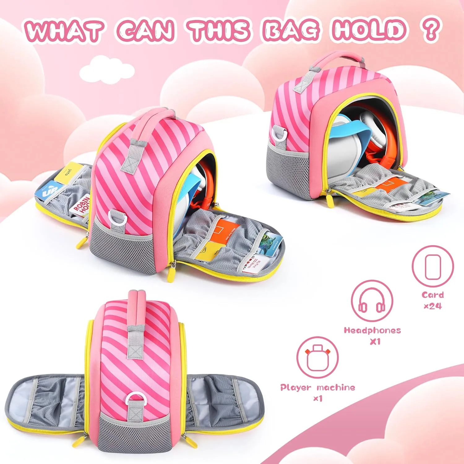 Carrying Bag Compatible with Yoto Player (3rd Generation), Kids Toys Storage Case with Handle and Shoulder Strap for Yoto Player, Detachable Bag for Bluetooth Audio Speaker