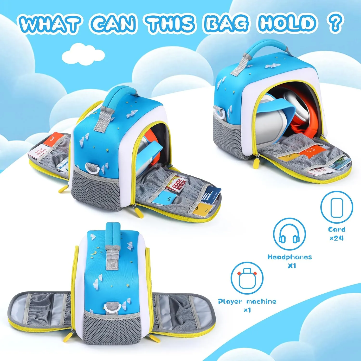 Carrying Bag Compatible with Yoto Player (3rd Generation), Kids Toys Storage Case with Handle and Shoulder Strap for Yoto Player, Detachable Bag for Bluetooth Audio Speaker