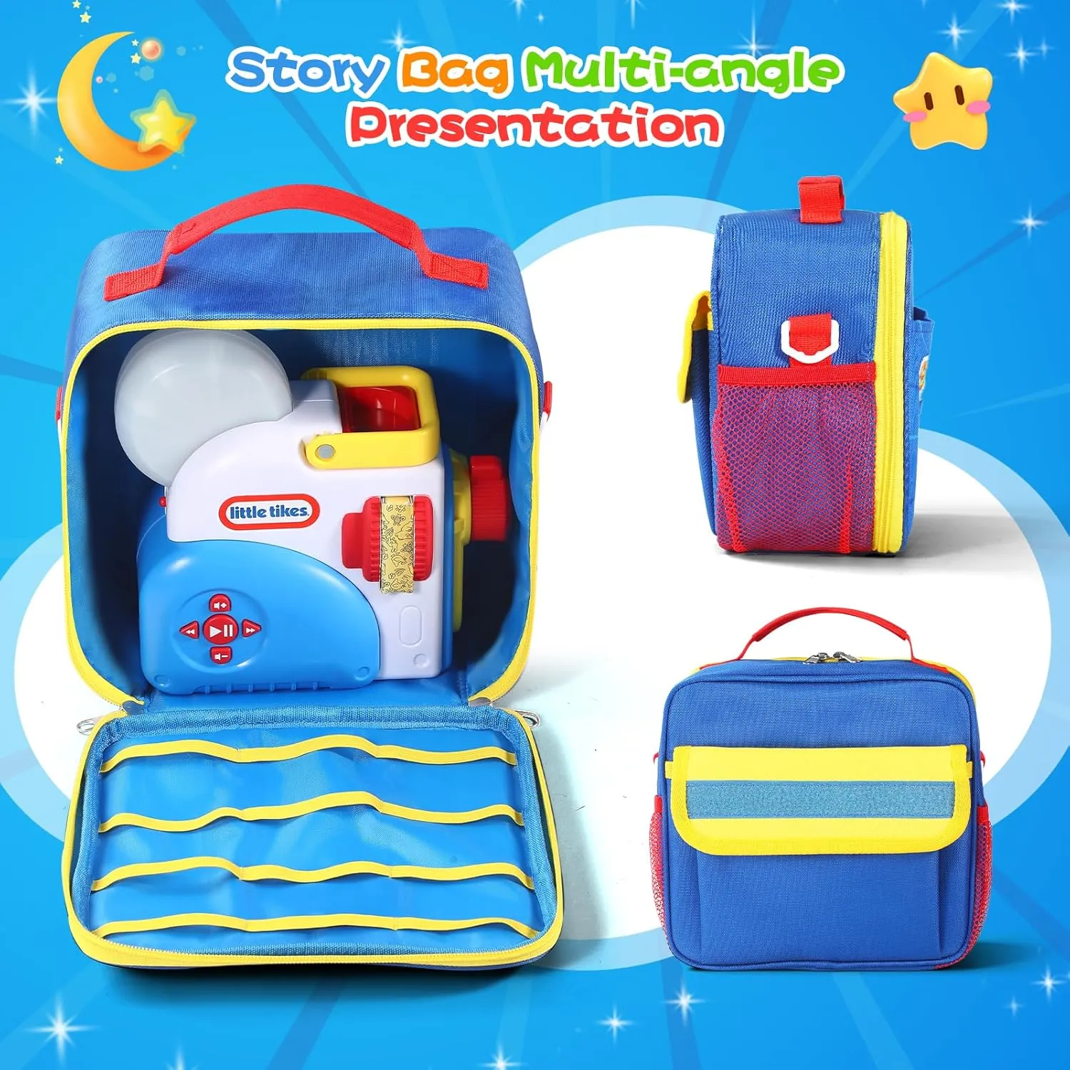 Carrying Case Compatible with Little Tikes for Story Dream Machine Books Starter Set, Storage Case for Little Tikes for Storybook, Audio Play, Character, with Handle and Shoulder Strap (Blue)