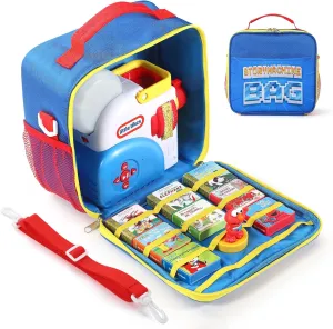 Carrying Case Compatible with Little Tikes for Story Dream Machine Books Starter Set, Storage Case for Little Tikes for Storybook, Audio Play, Character, with Handle and Shoulder Strap (Blue)
