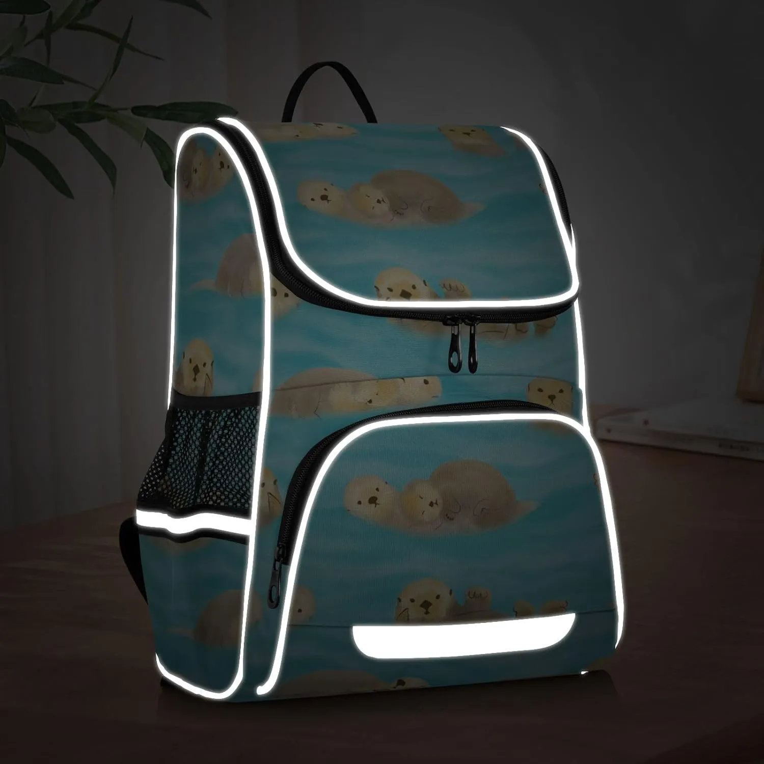 Cartoon Otter Backpack Large Capacity Student Book Bag for Kids Teenagers, Backpack for Girl and Boy with Night Reflective Strip Safety, Kid's Cartoon School Bag