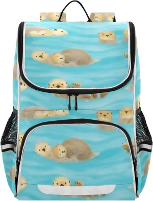 Cartoon Otter Backpack Large Capacity Student Book Bag for Kids Teenagers, Backpack for Girl and Boy with Night Reflective Strip Safety, Kid's Cartoon School Bag
