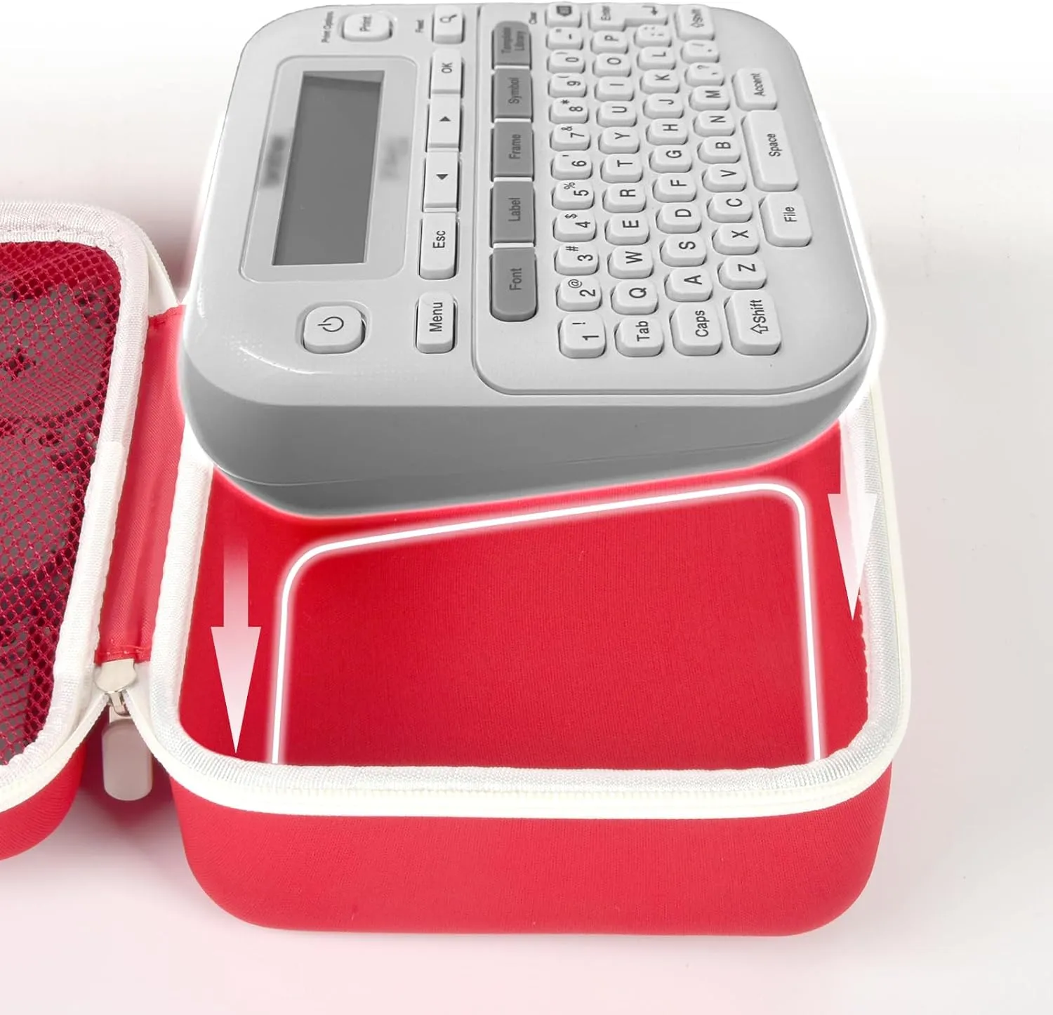 Case Compatible with Brother P-Touch PTD220 210 Home/Office Everyday Label Maker, Storage Holder Carrying Organizer for Label Tapes, AC Adapter, Charging Cables (Box Only) -Red