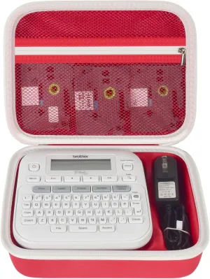 Case Compatible with Brother P-Touch PTD220 210 Home/Office Everyday Label Maker, Storage Holder Carrying Organizer for Label Tapes, AC Adapter, Charging Cables (Box Only) -Red