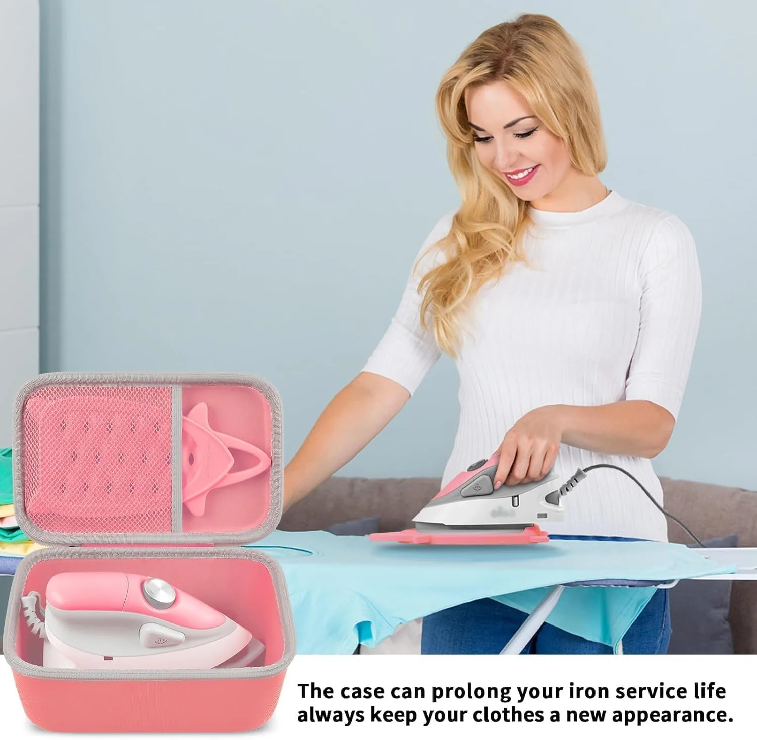 Case Compatible with Oliso M3Pro/ M2 Mini Project Steam Iron. Carrying Organizer Holder for Sunbeam Hot-2-Trot Travel Steam Iron (Box Only)- Coral