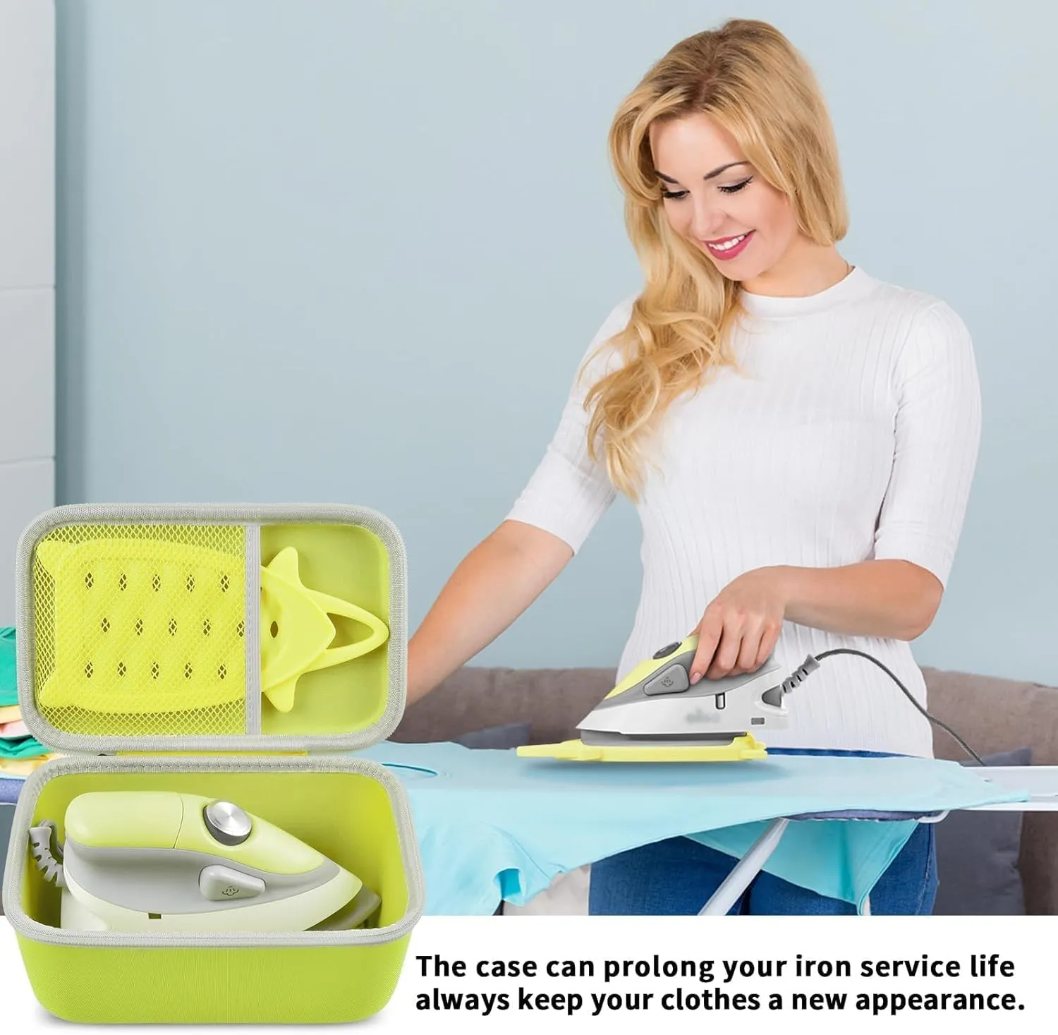 Case Compatible with Oliso M3Pro/ M2 Mini Project Steam Iron. Travel Irons Carrying Organizer Holder for Solemate and Other Accessories (Box Only)- Pistachio