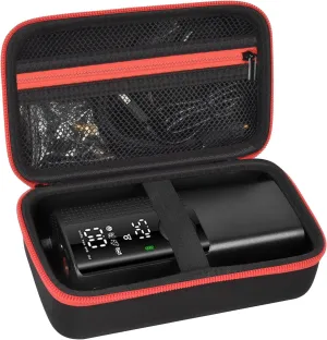 Case Compatible with Portable Air Pump, 120 PSI Air Compressor, Car Tire Inflator Storage Bag for USB Cable, Air House, Connector and Accessories (Box Only)-Black Red Zipper
