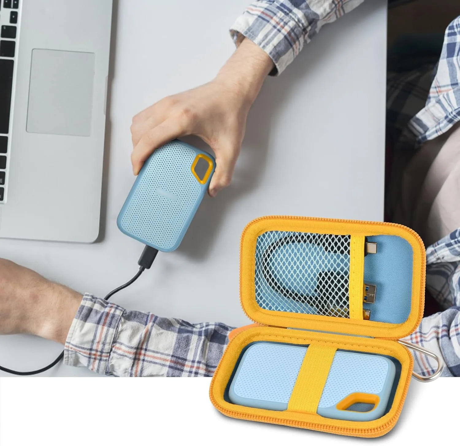 Case Compatible with SanDisk 1TB 2TB 500GB 4TB/for PRO Extreme Portable SSD, External Solid State Hard Drive Storage Holder for SDSSDE61/ SDSSDE60/ SDSSDE81/SDSSDE30/SDSSDE60 (Box Only)(SkyBlue)