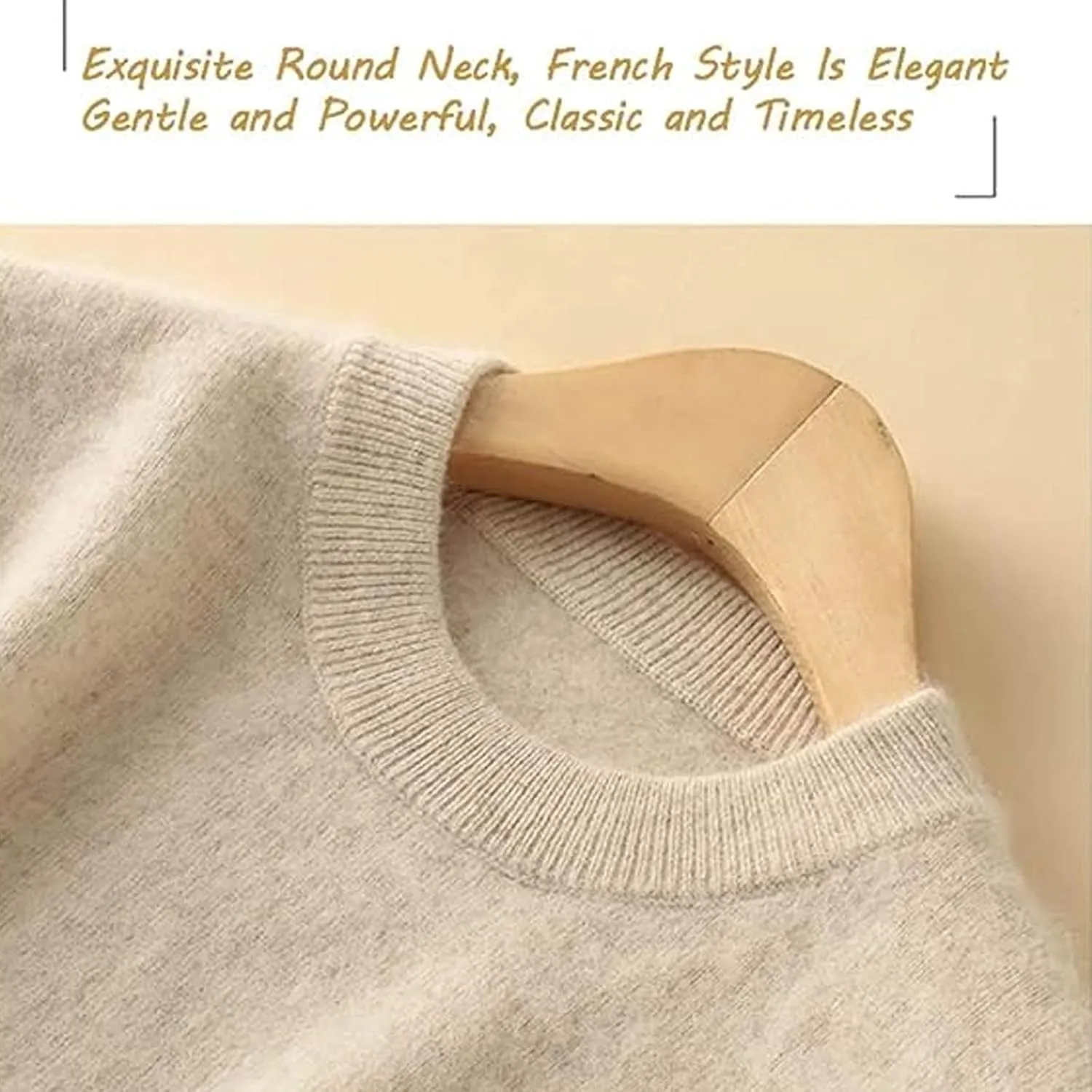 Cashmere Sweater for Women - Crew Neck Lightweight Soft Warm Pullover Knitted Jumper