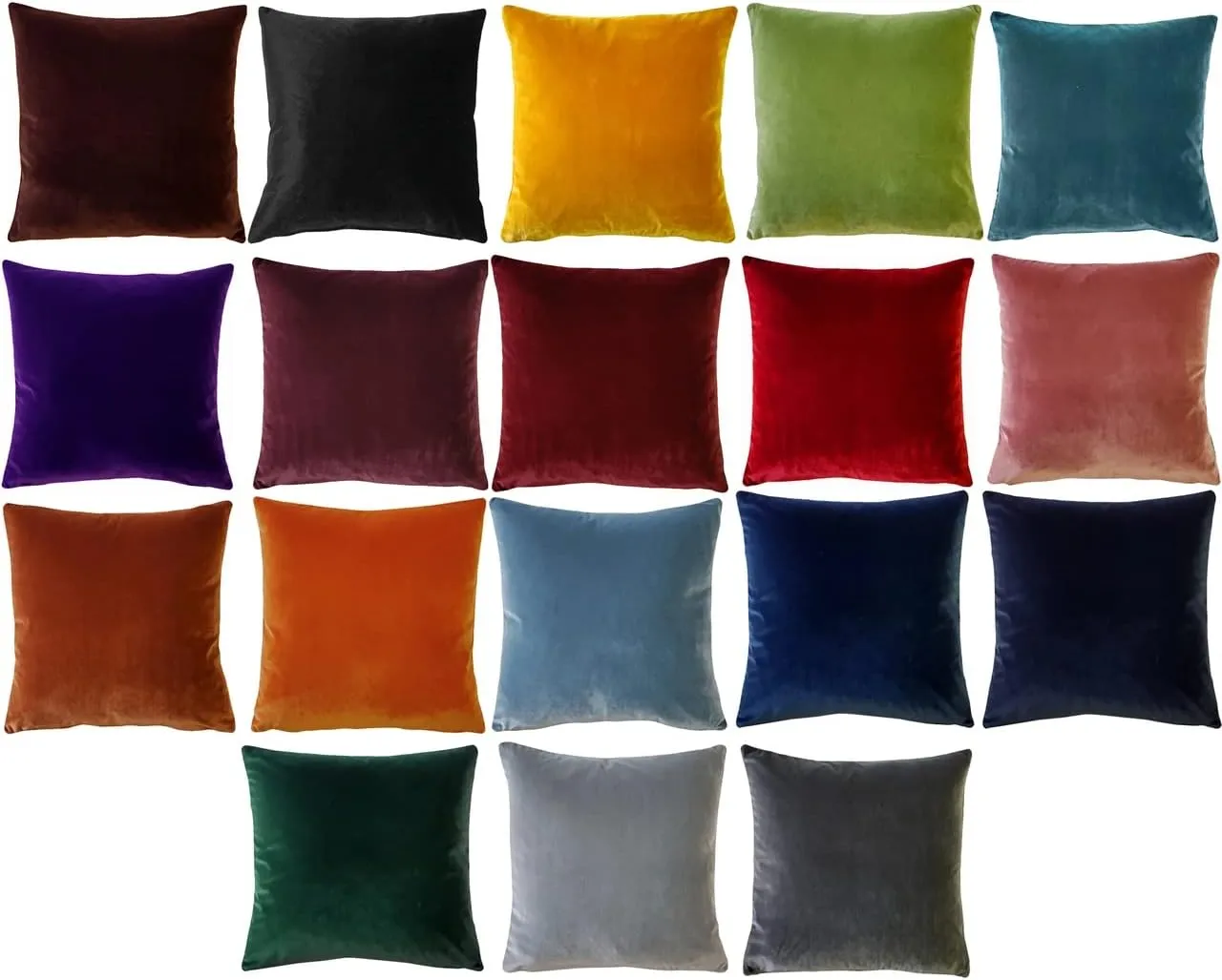 Castello Velvet Pillows, 17x17 Inch Square, Complete Pillow - Cover & Polyfill Pillow Insert (15  Colors) Burgundy