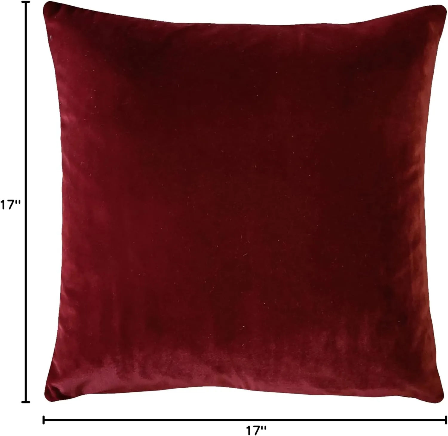 Castello Velvet Pillows, 17x17 Inch Square, Complete Pillow - Cover & Polyfill Pillow Insert (15  Colors) Burgundy