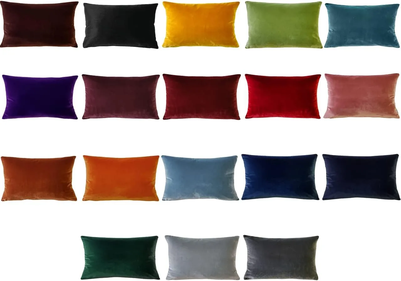 Castello Velvet Throw Pillows, 12x20 Inch Rectangular, Complete Pillow - Cover & Polyfill Pillow Insert (15  Colors) Espresso Brown