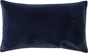 Castello Velvet Throw Pillows, 12x20 Inch Rectangular, Complete Pillow - Cover & Polyfill Pillow Insert (15  Colors) Midnight Blue