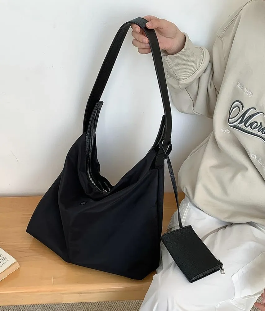 Casual Nylon Shoulder Bags for Women Large Tote Purse Lightweight Travel Handbags Working Top Handle Bags