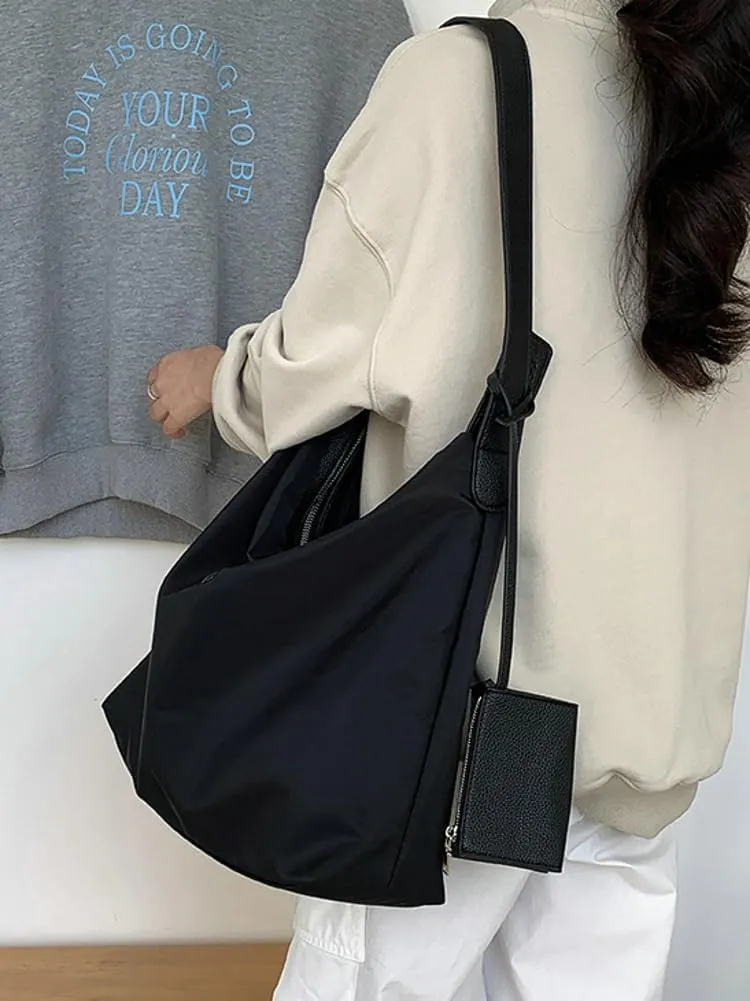 Casual Nylon Shoulder Bags for Women Large Tote Purse Lightweight Travel Handbags Working Top Handle Bags