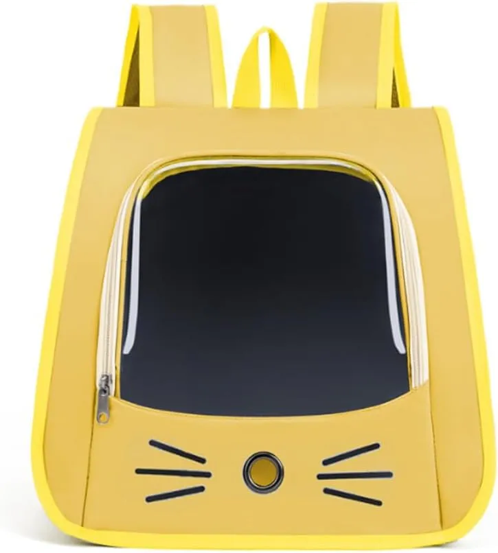 Cat Bag for Outdoor use Portable Backpack Suitable for All Seasons Breathable and Stress Resistant Suitable for Dogs (Yellow)