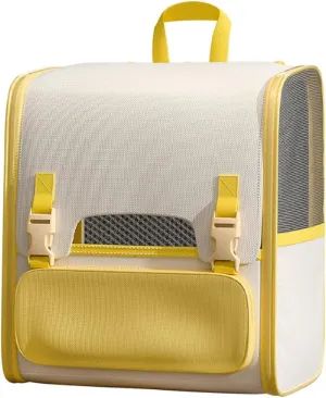Cat Outdoor Backpack Breathable Portable Foldable Portable Large Capacity (Yellow)
