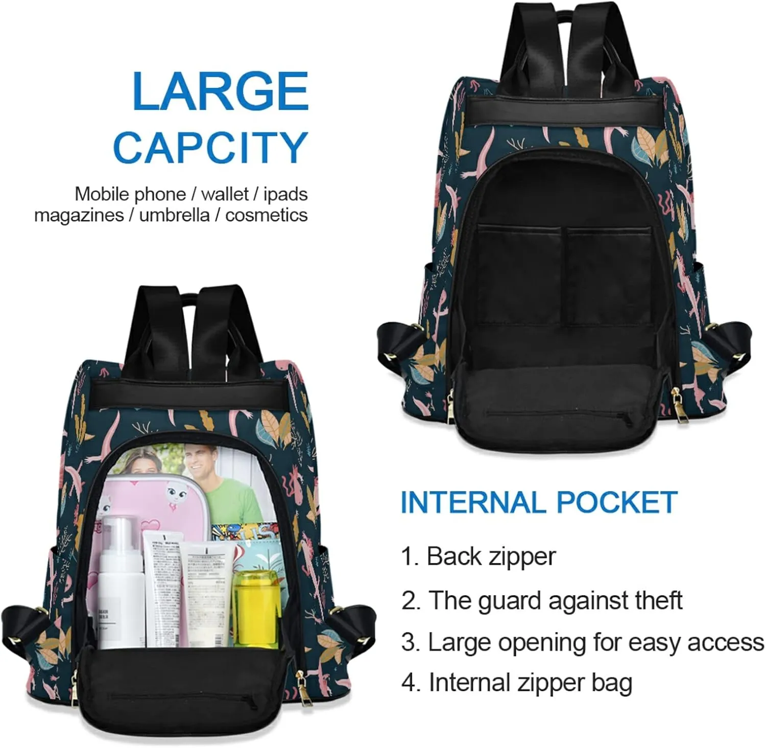 CBBYY Axolotl Backpack Purse for Women Nylon Anti-theft Travel Backpack Lightweight Shoulder Bag with Plush Ball Keychain