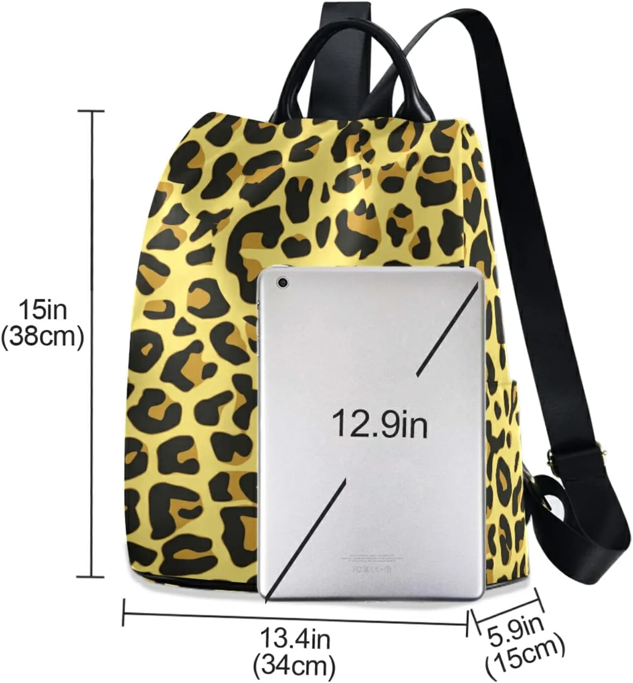 CBBYY Cheetah Pattern Design Backpack Purse for Women Nylon Anti-theft Travel Backpack Lightweight Shoulder Bag with Plush Ball Keychain