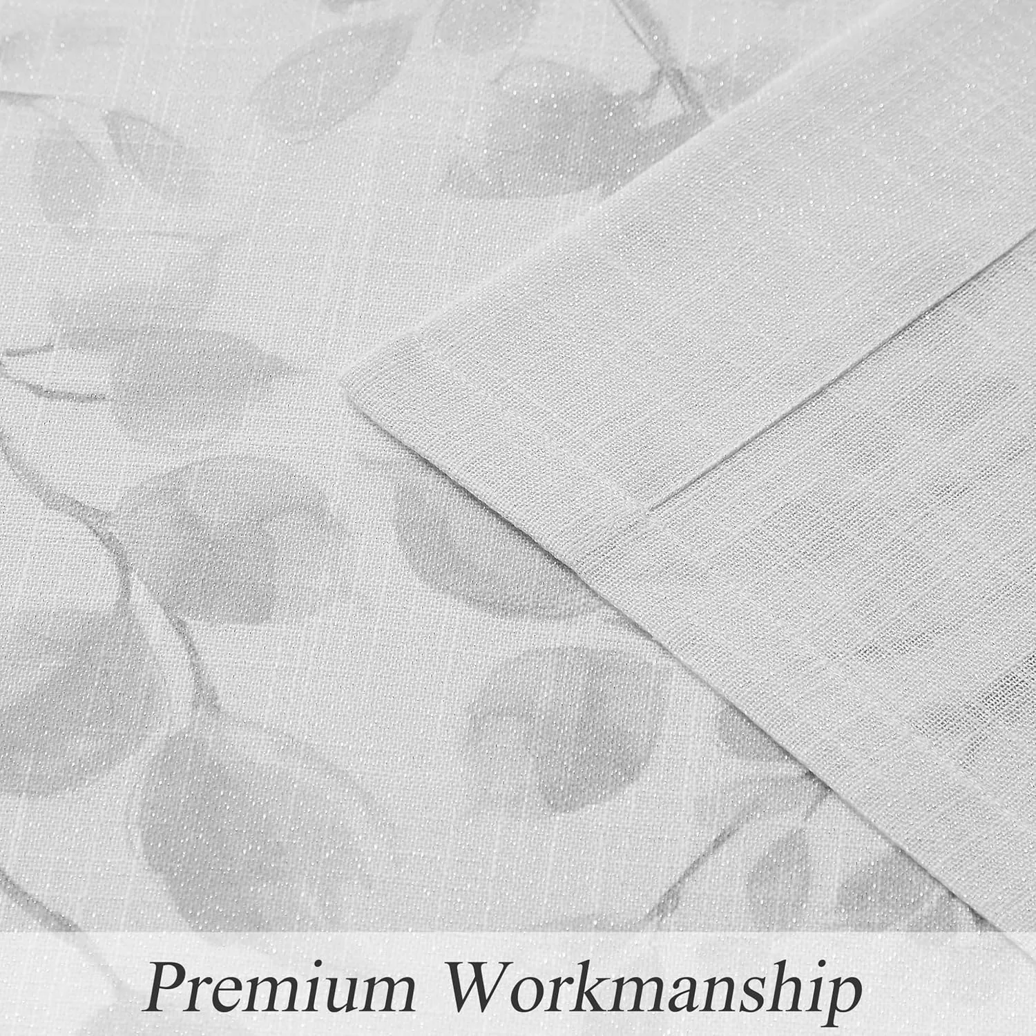 Central Park Leaf Floral Print Metallic Sheer Window Curtain Panel for Rustic Living Room/Bedroom Sparkling Decorative 6 Grommets Top Drape Panels Farmhouse Curtains, Gray Tan,40" x 84"x2, 2 PK