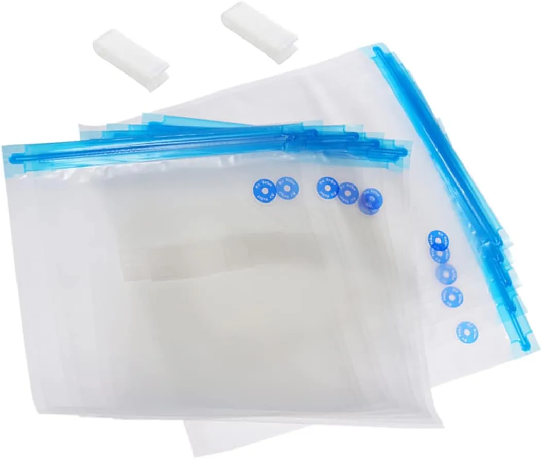 Chamber Vacuum Sealer Bags 12 Pack Re Sealable Food Package Bag Pump for Home Kitchen and Travel